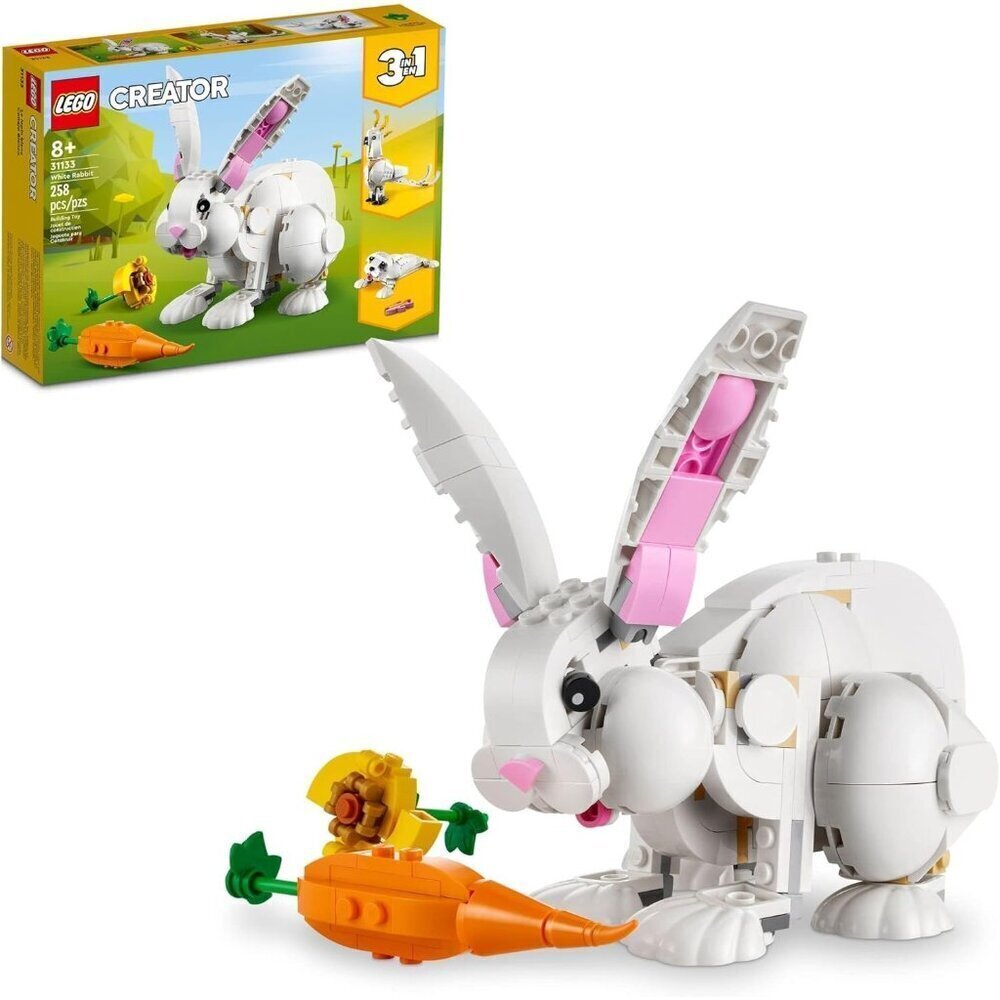 Kids White Rabbit Animal STEM Bunny Seal Parrot Creative Play Building Toy Set